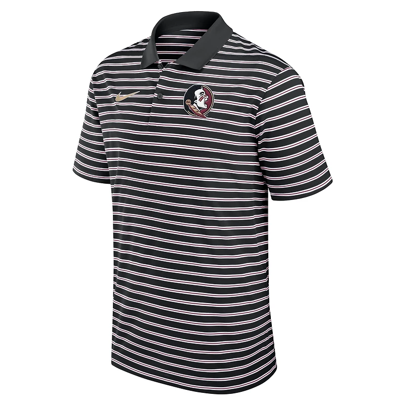 Polo Nike Dri-FIT rayé noir/blanc pour homme des Florida State Seminoles Primetime Victory