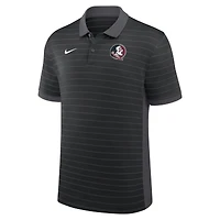 Polo Nike noir Dri-FIT à rayures latérales pour entraîneurs de début saison 2025 des Seminoles l'État Floride homme