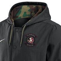 Veste Nike noire à boutons-pression pour homme Florida State Seminoles 2025 NCAA Military Appreciation