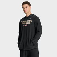 T-shirt à capuche manches longues Nike Florida State Seminoles 2025 Sideline Dri-FIT pour homme, noir