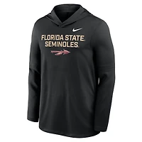 T-shirt à capuche manches longues Nike Florida State Seminoles 2025 Sideline Dri-FIT pour homme, noir