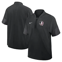 Men's Nike Black Florida State Seminoles 2025 Sideline Short Sleeve Quarter-Zip Dri-FIT Coach Jacket