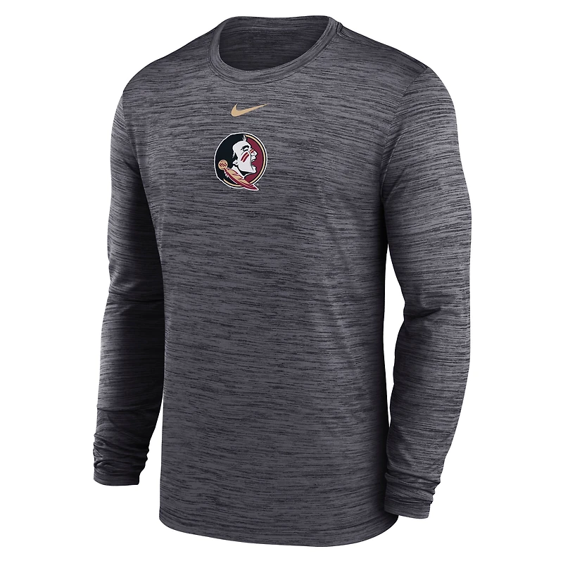 Men's Nike Black Florida State Seminoles 2025 Sideline Velocity Performance Long Sleeve T-Shirt