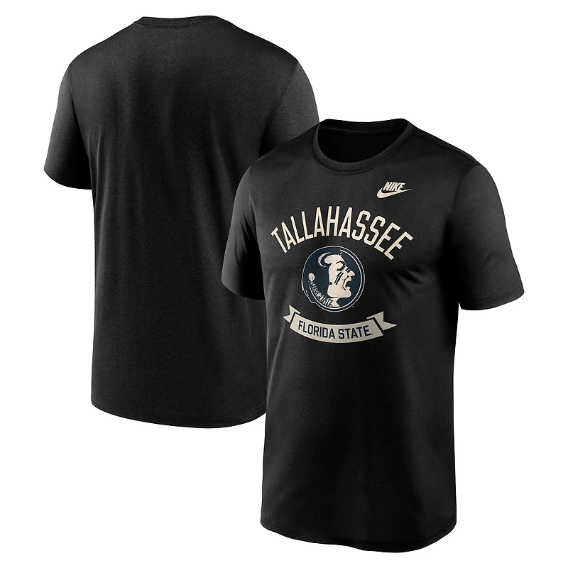 T-shirt Nike noir Florida State Seminoles pour homme, légende de la ville natale, Dri-FIT