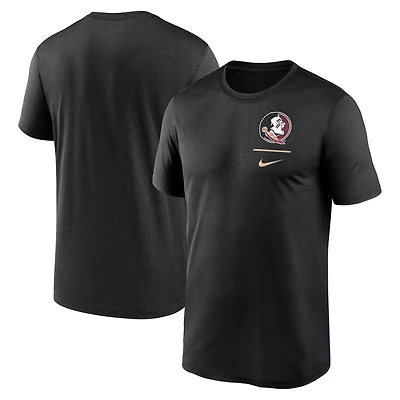 T-shirt Nike noir Florida State Seminoles pour homme avec logo principal Legend Performance