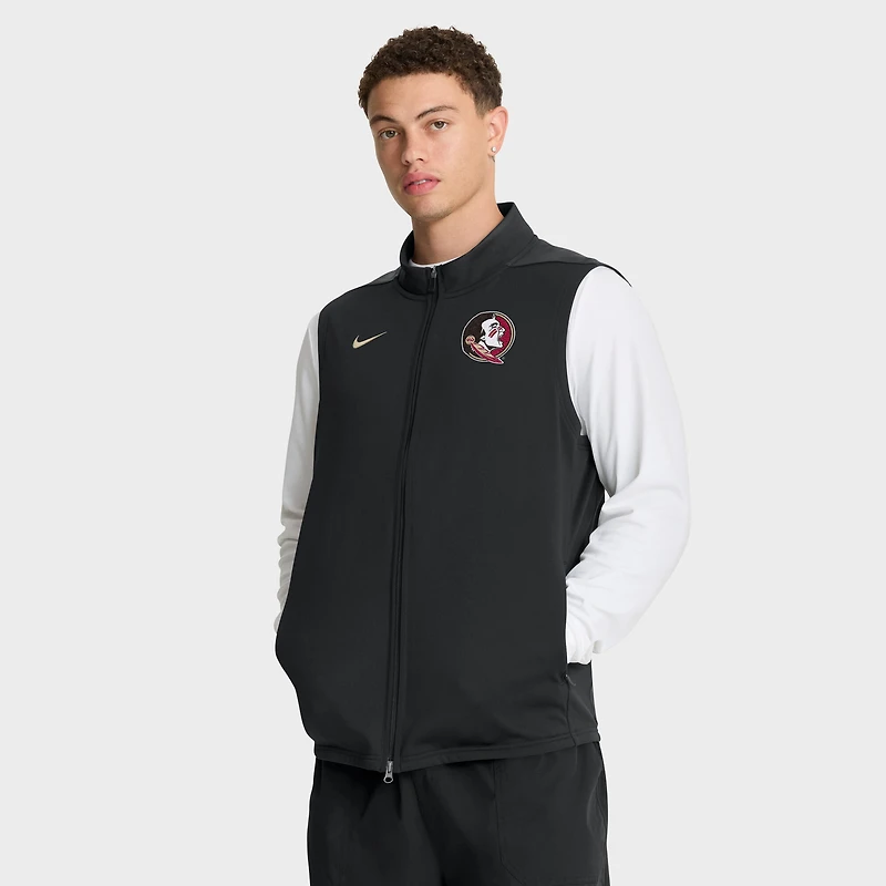 Gilet Nike noir Florida State Seminoles Primetime Victory Performance à fermeture éclair intégrale pour homme