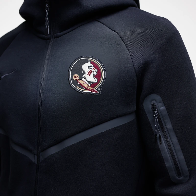 Sweat à capuche zippé Nike Tech Fleece noir Florida State Seminoles pour homme