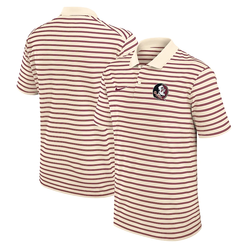Men's Nike Cream Florida State Seminoles Primary Logo Striped Dri-FIT Polo