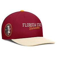 Casquette Nike Pro Legacy Snapback grenat/crème pour homme des Florida State Seminoles