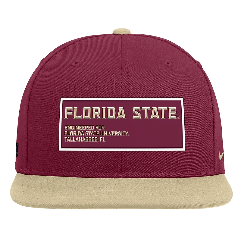 Casquette Nike Snapback Pro Dri-FIT 2025 Florida State Seminoles grenat/or pour homme