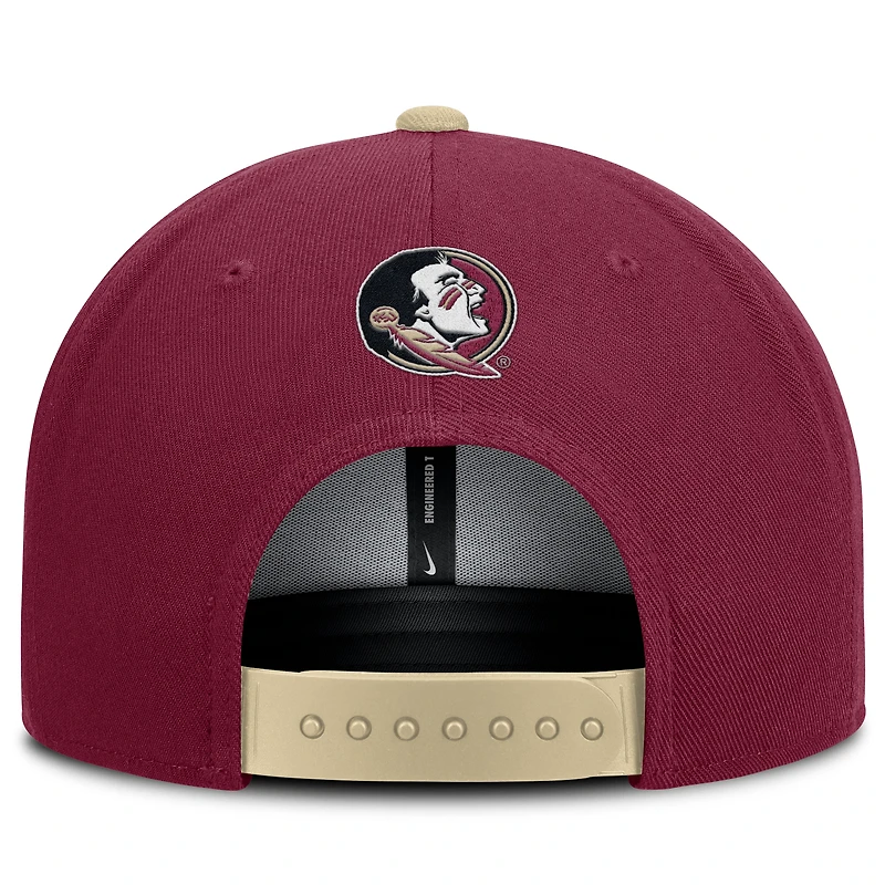 Casquette Nike Snapback Pro Dri-FIT 2025 Florida State Seminoles grenat/or pour homme