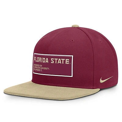 Men's Nike Garnet/Gold Florida State Seminoles 2025 On-Field Patch Pro Dri-FIT Snapback Hat