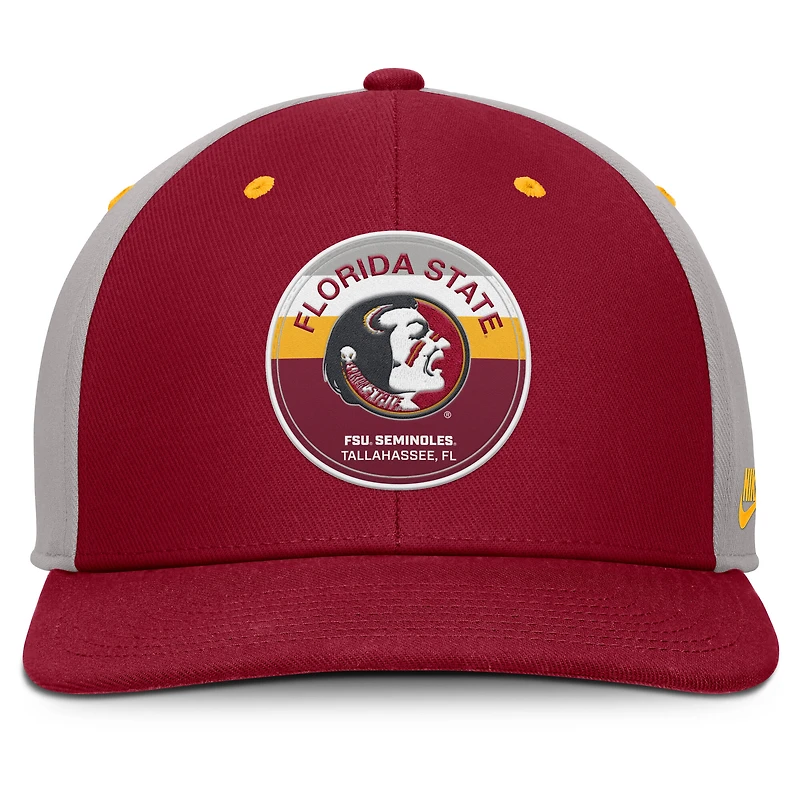 Men's Nike Garnet/Gray Florida State Seminoles Prep Pro Performance Snapback Hat
