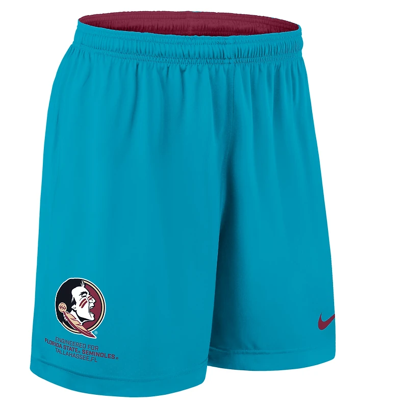 Short réversible Nike Dri-FIT pour homme, couleur grenat/turquoise, Florida State Seminoles 2025
