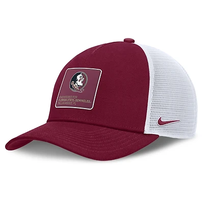 Casquette ajustable Nike On-Field Rise Engineered Trucker pour homme, couleur grenat/blanc, des Florida State Seminoles 2025