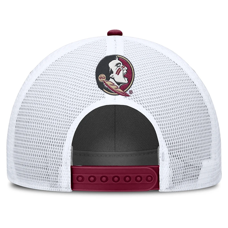 Casquette ajustable Nike pour homme, couleur grenat/blanc, Florida State Seminoles 2025 On-Field Rise Patch Trucker