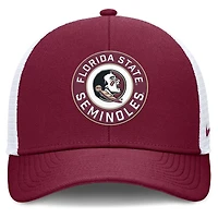 Casquette ajustable Nike Rise Primetime Performance Trucker pour homme, grenat/blanc, Florida State Seminoles