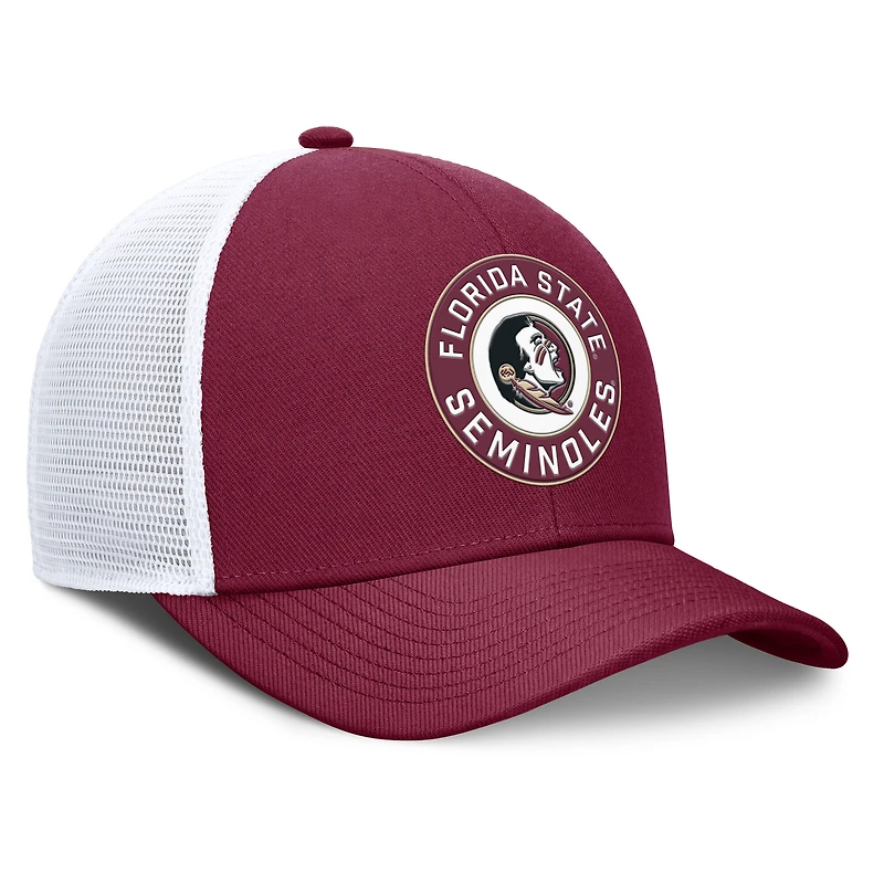 Casquette ajustable Nike Rise Primetime Performance Trucker pour homme, grenat/blanc, Florida State Seminoles