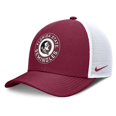 Casquette ajustable Nike Rise Primetime Performance Trucker pour homme, grenat/blanc, Florida State Seminoles