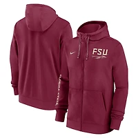 Sweat à capuche entièrement zippé Nike Garnet Florida State Seminoles 2024 Sideline pour homme