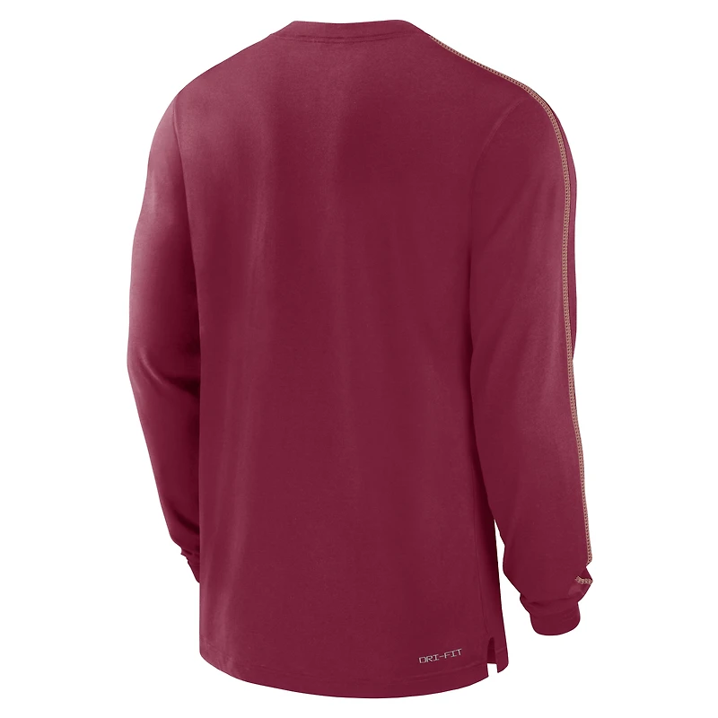 Men's Nike Garnet Florida State Seminoles 2024 Sideline Player Tri-Blend Performance Long Sleeve T-Shirt