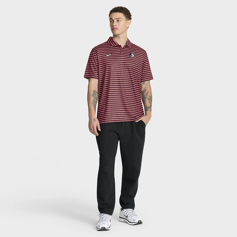 Men's Nike Garnet Florida State Seminoles 2025 Coaches Premium Tour Stripe Dri-FIT Polo
