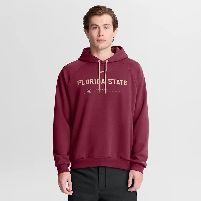 Men's Nike Garnet Florida State Seminoles 2025 Courtside Basketball Practice Raglan Dri-FIT Hoodie