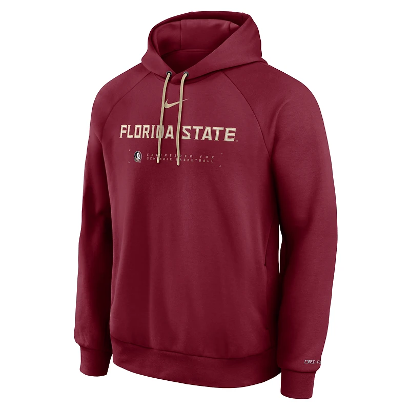 Men's Nike Garnet Florida State Seminoles 2025 Courtside Basketball Practice Raglan Dri-FIT Hoodie