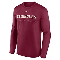 Men's Nike Garnet Florida State Seminoles 2025 Courtside Basketball Shootaround Legend Dri-FIT Long Sleeve T-Shirt