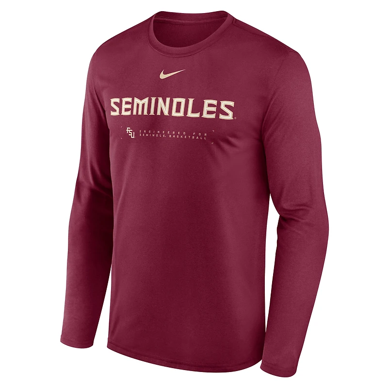 Men's Nike Garnet Florida State Seminoles 2025 Courtside Basketball Shootaround Legend Dri-FIT Long Sleeve T-Shirt