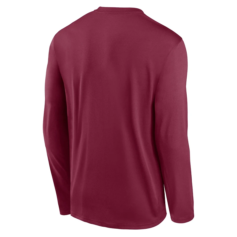 T-shirt à manches longues Nike Garnet Florida State Seminoles 2025 Courtside Basketball Shootaround Legend Dri-FIT pour homme