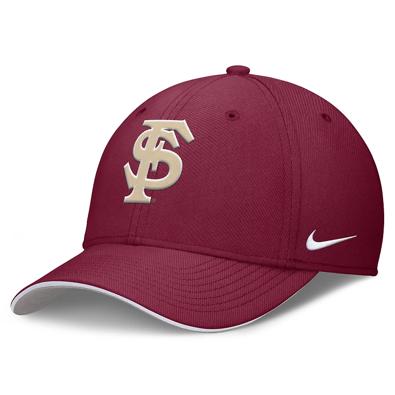 Men's Nike Garnet Florida State Seminoles 2025 Dugout Coaches Rise Swoosh Performance Flex Hat