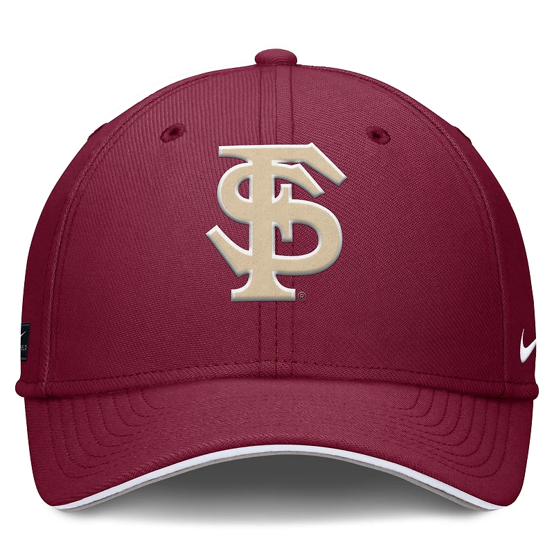 Men's Nike Garnet Florida State Seminoles 2025 Dugout Coaches Rise Swoosh Performance Flex Hat