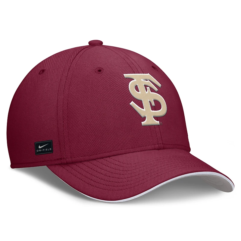 Men's Nike Garnet Florida State Seminoles 2025 Dugout Coaches Rise Swoosh Performance Flex Hat