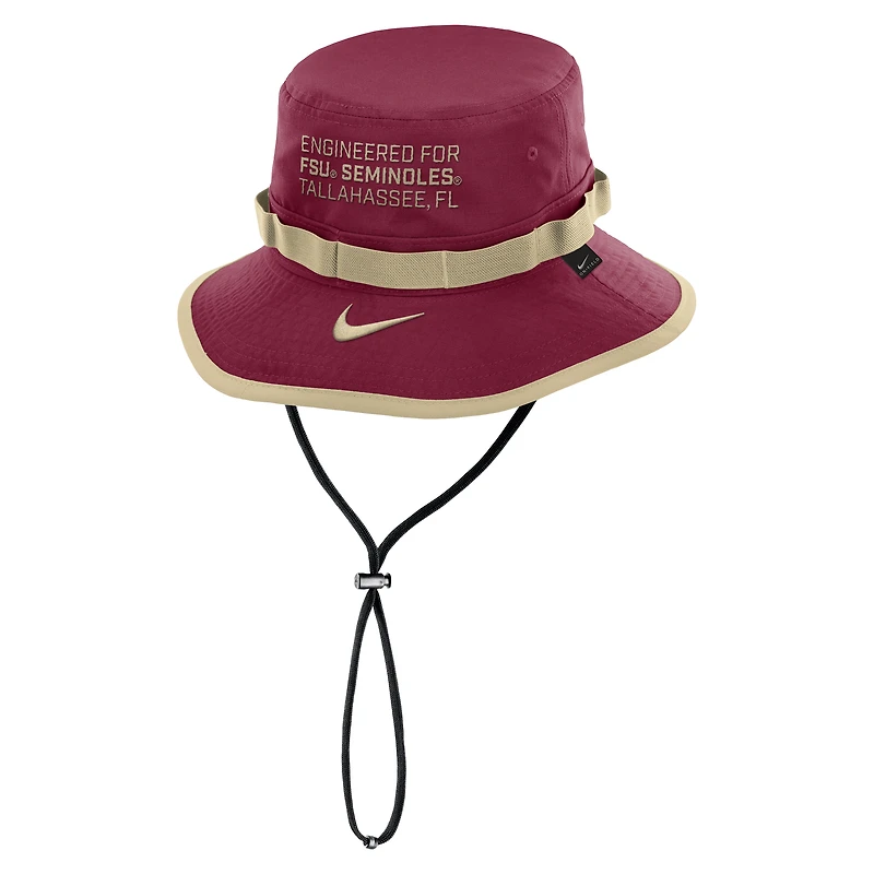 Men's Nike Garnet Florida State Seminoles 2025 Sideline Apex Boonie Performance Bucket Hat