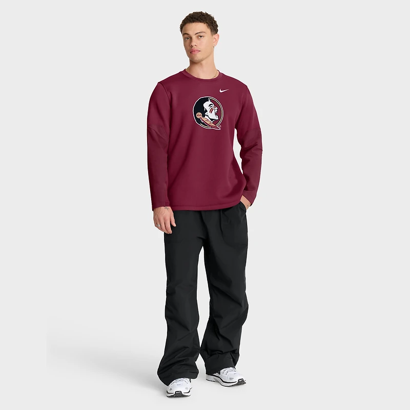 T-shirt Nike Garnet Florida State Seminoles 2025 Sideline Coach Therma-FIT à manches longues pour homme