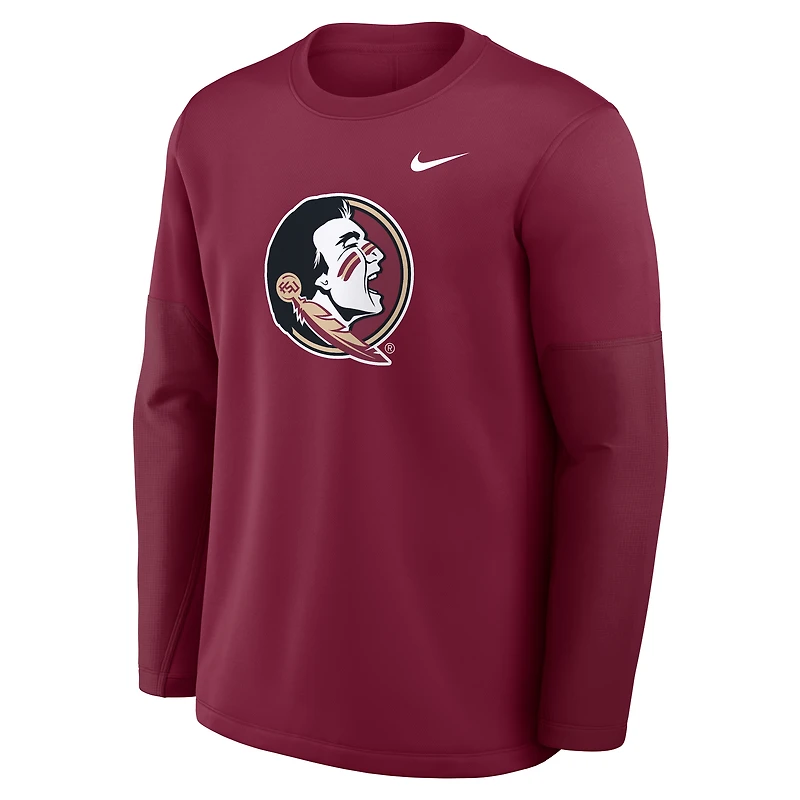 Men's Nike Garnet Florida State Seminoles 2025 Sideline Coach Therma-FIT Long Sleeve T-Shirt