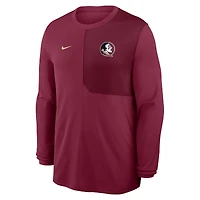 Maillot Nike Garnet Florida State Seminoles 2025 Sideline Coach UV Dri-FIT à manches longues pour homme