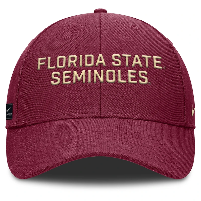 Men's Nike White Florida State Seminoles 2025 Sideline Rise Practice Adjustable Hat