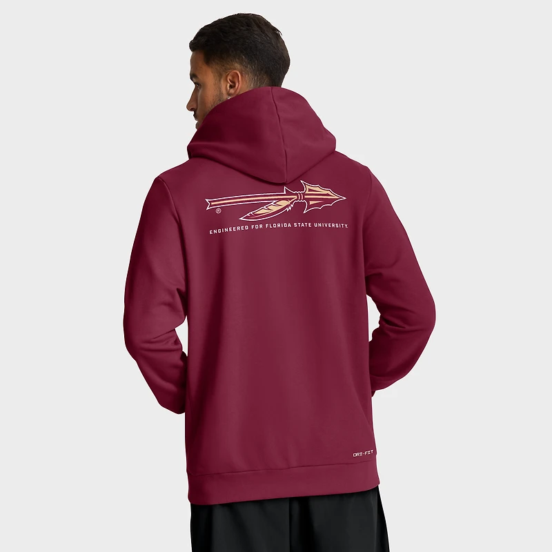 Sweat à capuche Nike Garnet Florida State Seminoles 2025 Sideline Standard Issue Dri-FIT pour homme avec fermeture éclair intégrale