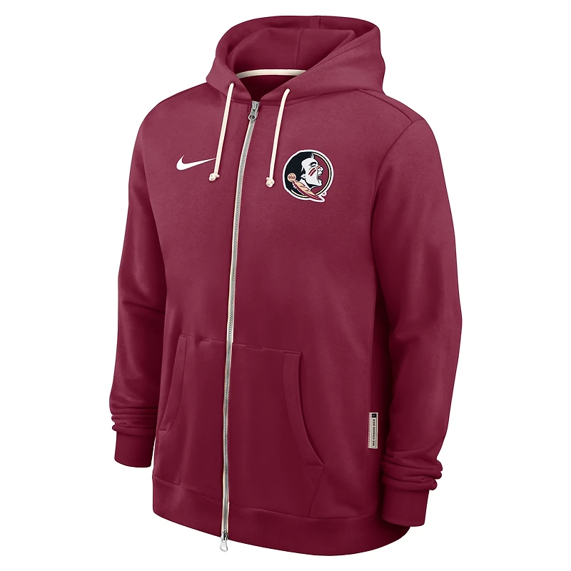 Men's Nike Garnet Florida State Seminoles 2025 Sideline Standard Issue Dri-FIT Full-Zip Hoodie