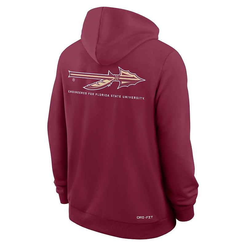 Sweat à capuche Nike Garnet Florida State Seminoles 2025 Sideline Standard Issue Dri-FIT pour homme avec fermeture éclair intégrale