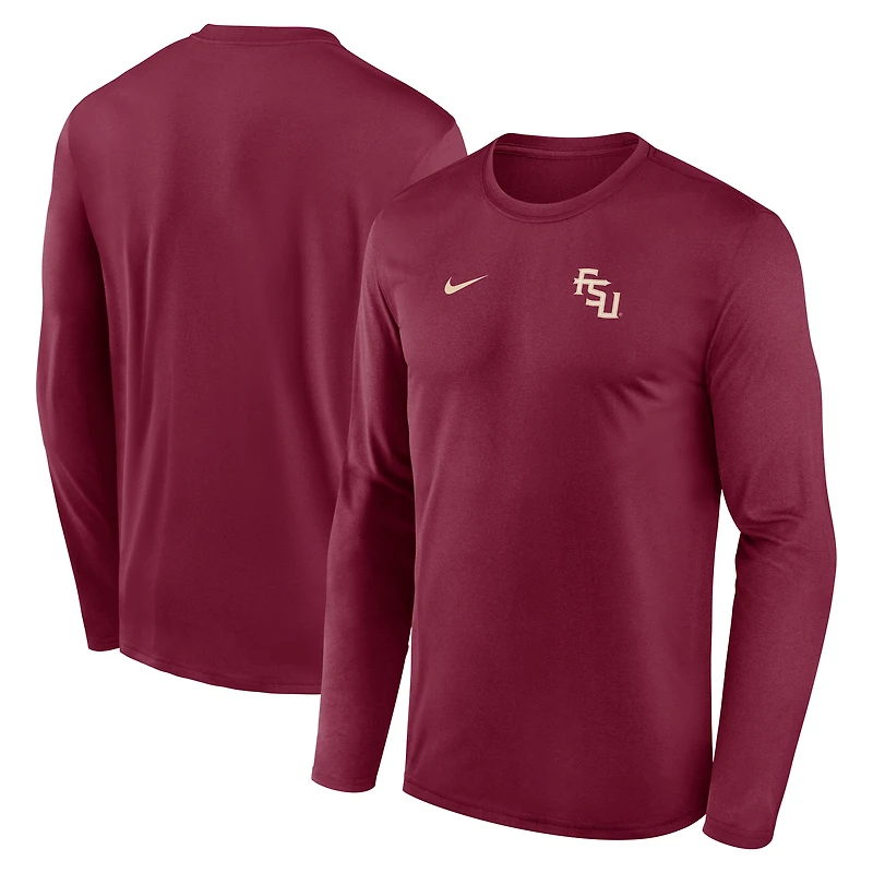 T-shirt à manches longues Nike Garnet Florida State Seminoles 2026 Sideline Small Logo Legend Dri-FIT pour homme