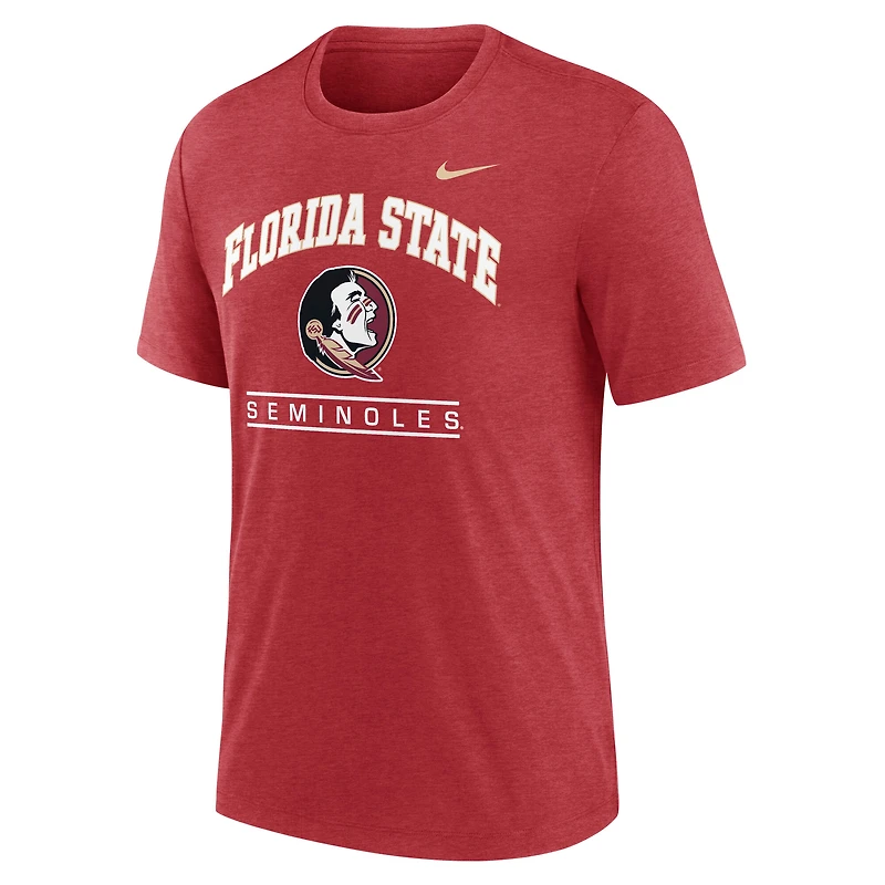 T-shirt Nike Tri-Blend avec logo Arch Over pour homme Florida State Seminoles Garnet