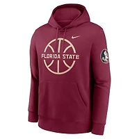 Men's Nike  Garnet Florida State Seminoles Basketball Icon Club Fleece Pullover Hoodie