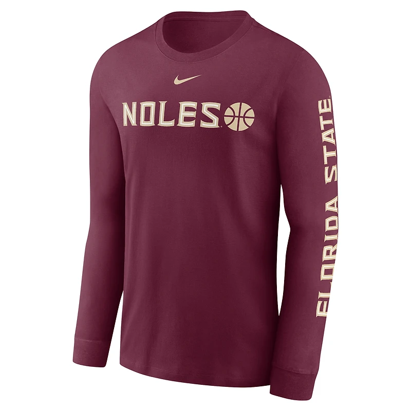 Men's Nike  Garnet Florida State Seminoles Basketball Icon Two-Hit Long Sleeve T-Shirt