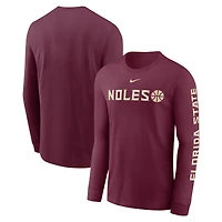 T-shirt Nike Garnet Florida State Seminoles Basketball Icon Two-Hit à manches longues pour homme