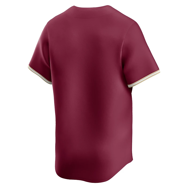 Maillot de baseball Nike Garnet Florida State Seminoles College Limited pour homme