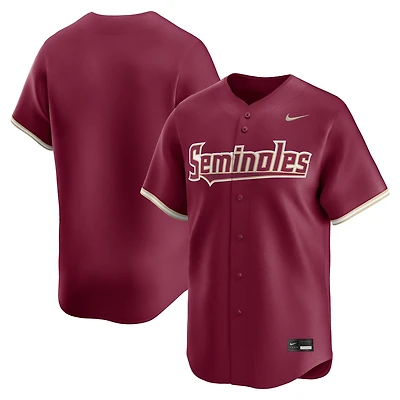 Maillot de baseball Nike Garnet Florida State Seminoles College Limited pour homme