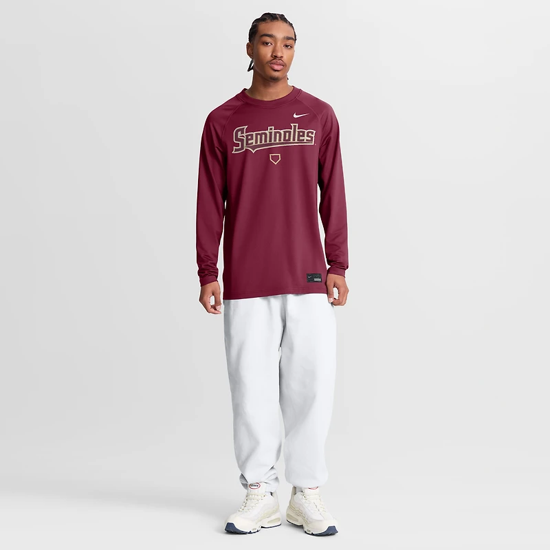 Men's Nike Garnet Florida State Seminoles Dugout Dri-FIT Lightweight Crew Pullover